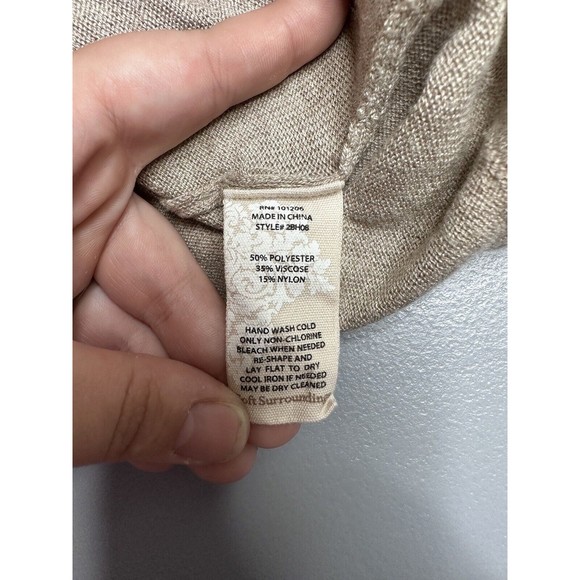 Soft Surroundings Womens Button Round Neck Grey Sweater Size Medium Casual - Picture 5 of 7